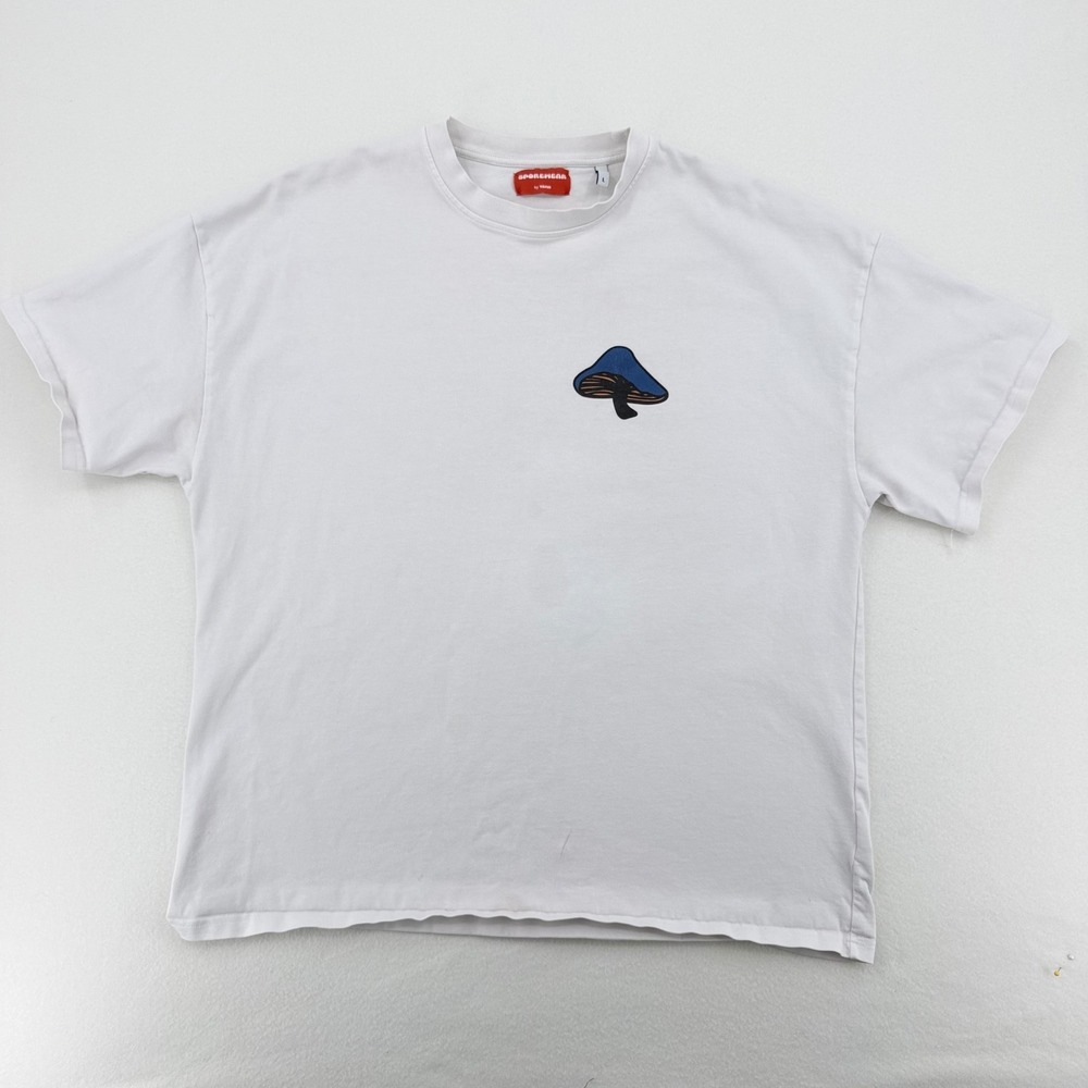 Sporewear By Yawn Adios Ego Graphic Tee Mens L White Mushroom Excellent